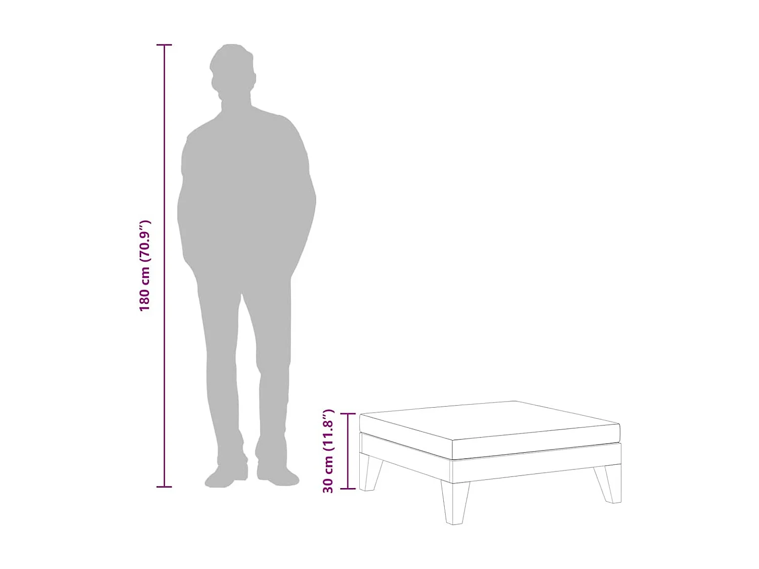 Modular-Fußhocker mit Cremeweißen Kissen Akazie Massivholz