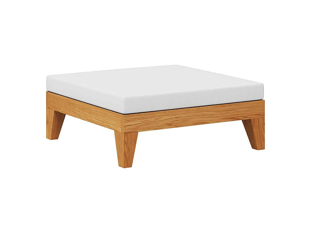 Repose-pied sectionnel avec coussin blanc crème Bois d'acacia