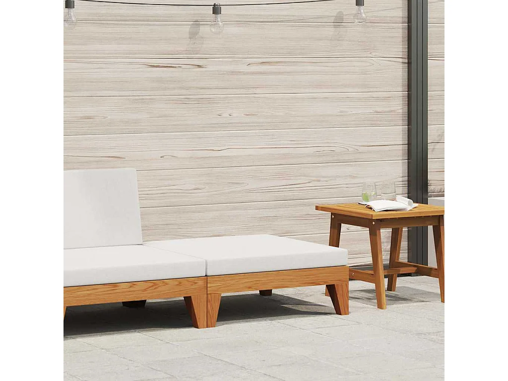 Repose-pied sectionnel avec coussin blanc crème Bois d'acacia