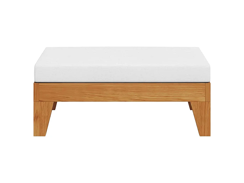 Repose-pied sectionnel avec coussin blanc crème Bois d'acacia