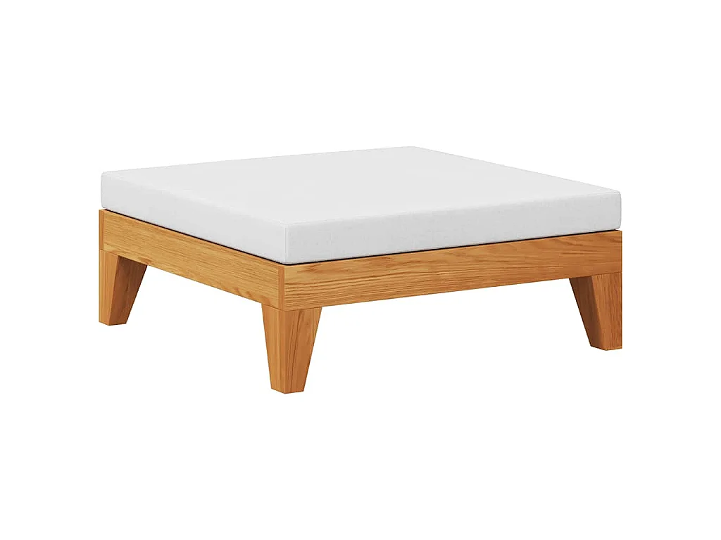 Repose-pied sectionnel avec coussin blanc crème Bois d'acacia