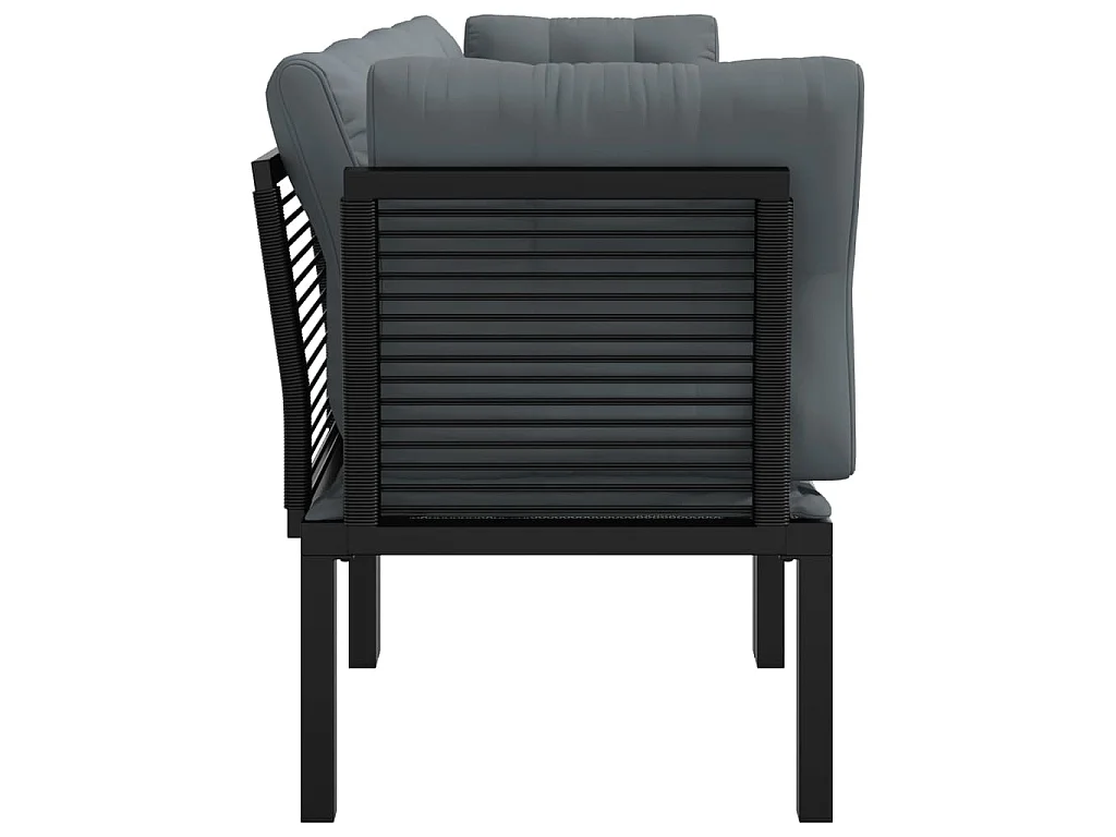 Salon de jardin 4 pcs noir et gris résine tressée
