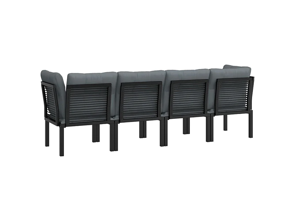 Salon de jardin 4 pcs noir et gris résine tressée