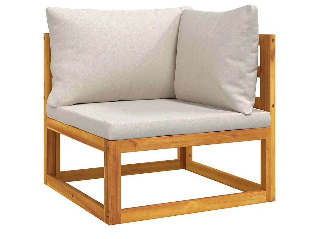 Modular-Ecksofa mit Hellgrauen Kissen Massivholz Akazie