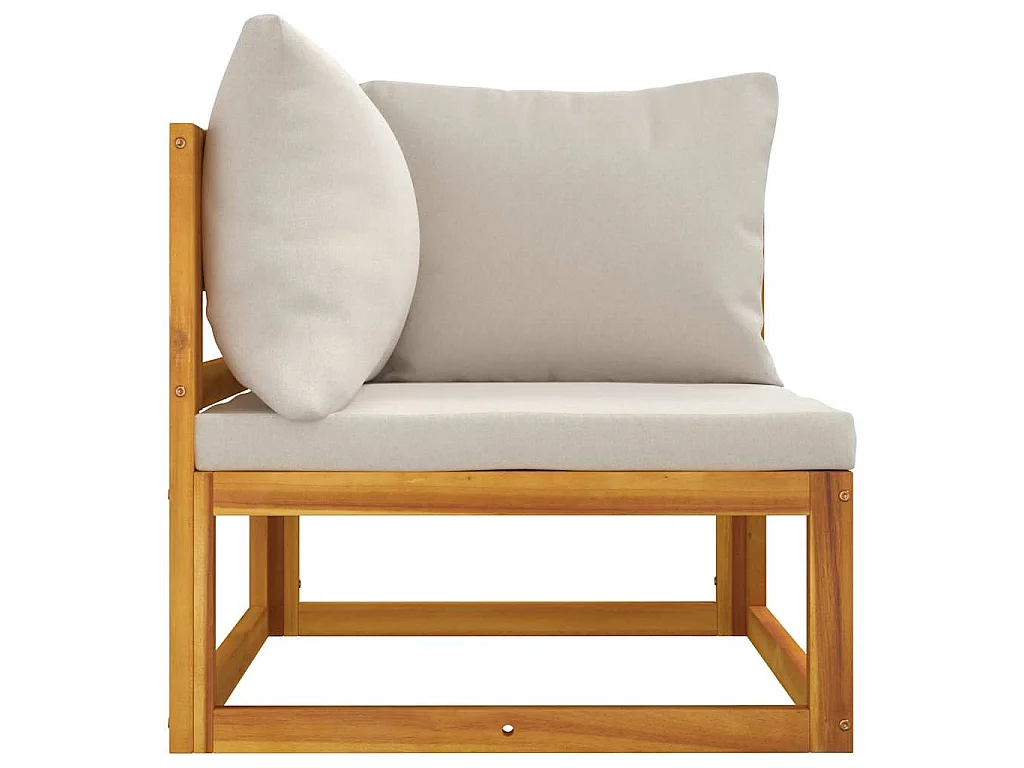 Modular-Ecksofa mit Hellgrauen Kissen Massivholz Akazie