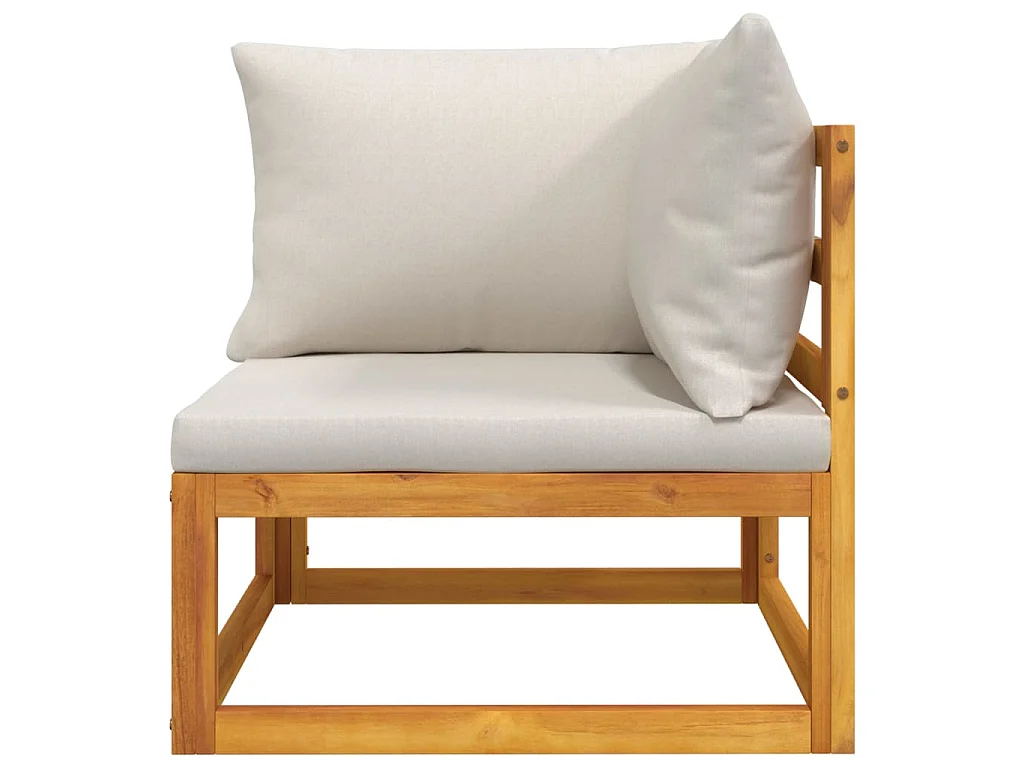Modular-Ecksofa mit Hellgrauen Kissen Massivholz Akazie