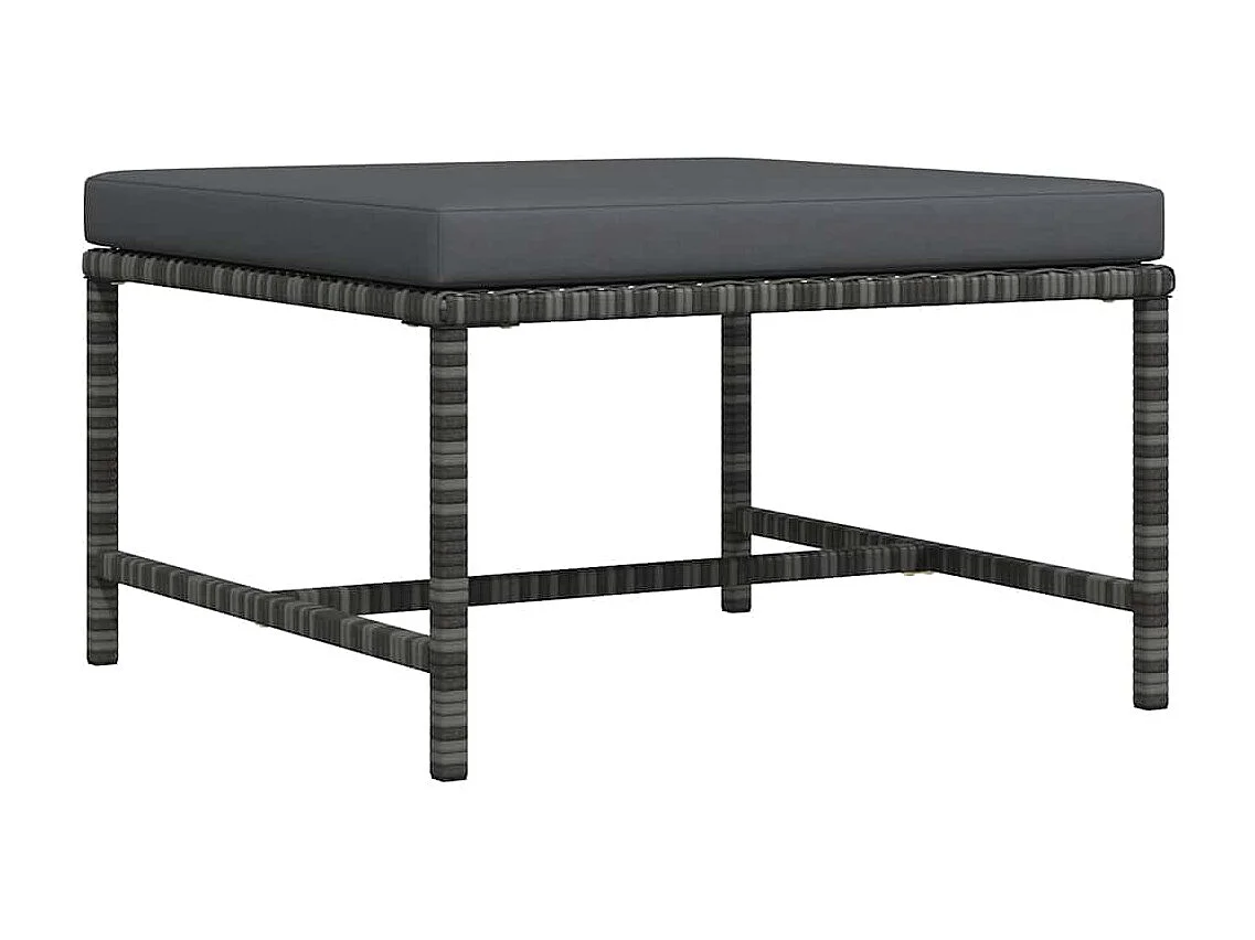 Voetensteun sectioneel met kussen poly rattan grijs