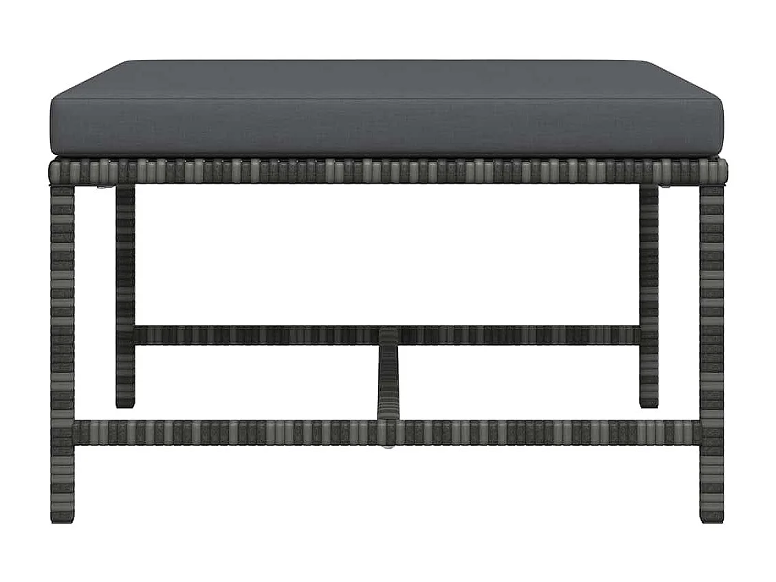 Voetensteun sectioneel met kussen poly rattan grijs