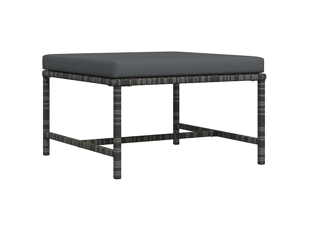 Modular-Fußhocker mit Kissen Grau Poly Rattan