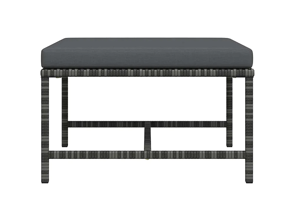Modular-Fußhocker mit Kissen Grau Poly Rattan