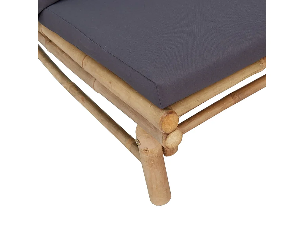 Salon de jardin 2 pcs avec coussins gris foncé bambou