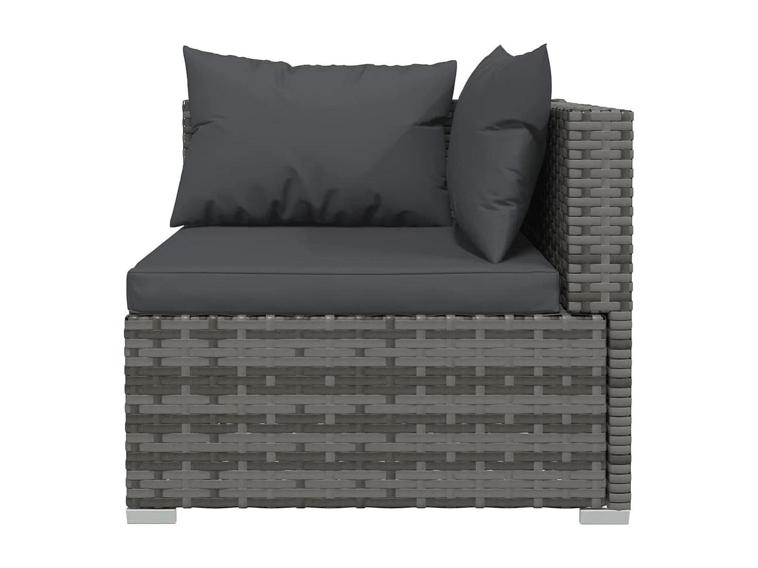 Salon de jardin 3 pcs avec coussins Gris Résine tressée