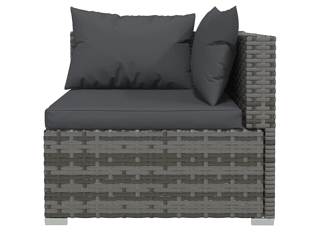 3-delige Loungeset met kussens poly rattan grijs