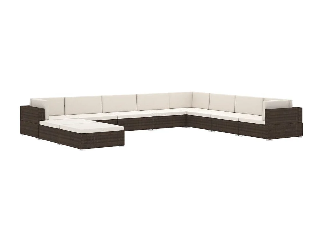 Middenbank 1 st met kussens poly rattan zwart