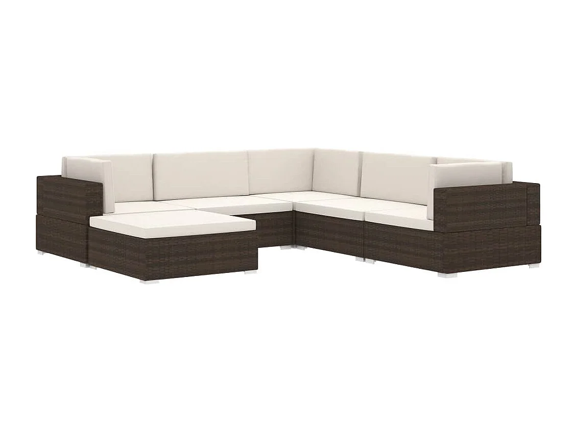 Middenbank 1 st met kussens poly rattan zwart