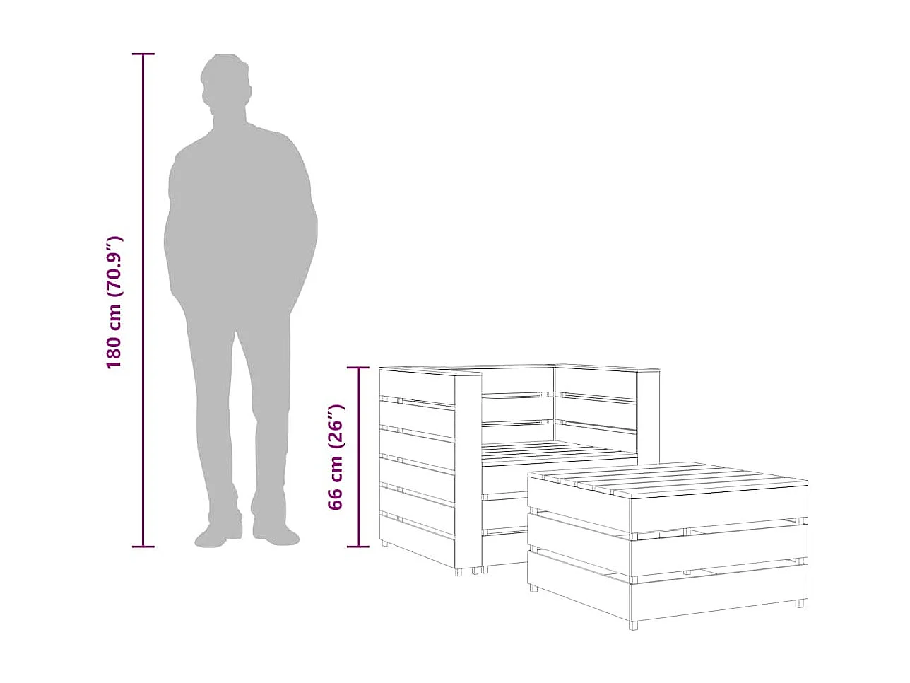 Salon de jardin palette 2 pcs Bois de pin imprégné