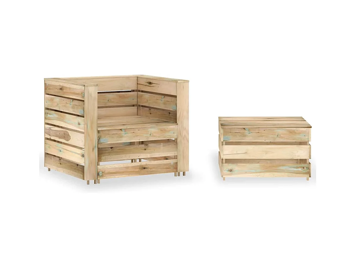 Salon de jardin palette 2 pcs Bois de pin imprégné
