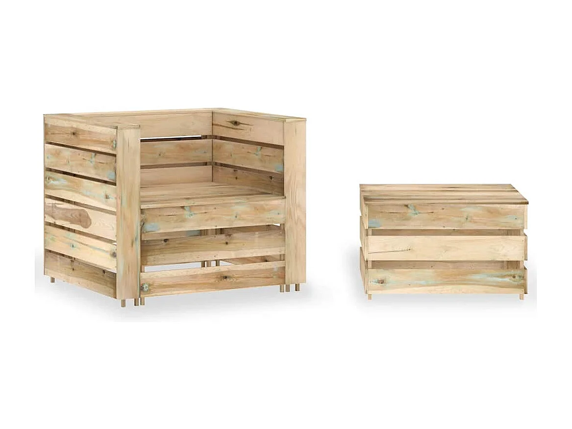 Salon de jardin palette 2 pcs Bois de pin imprégné