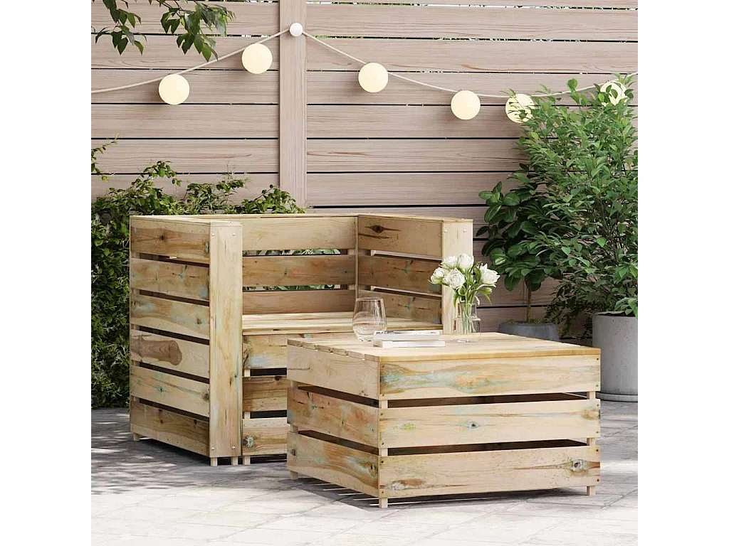 Salon de jardin palette 2 pcs Bois de pin imprégné