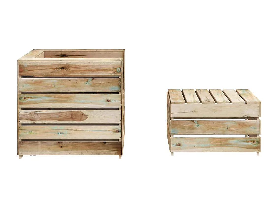 Salon de jardin palette 2 pcs Bois de pin imprégné