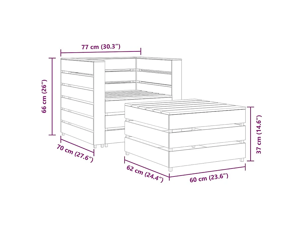 2-delige Loungeset pallet geïmpregneerd grenenhout