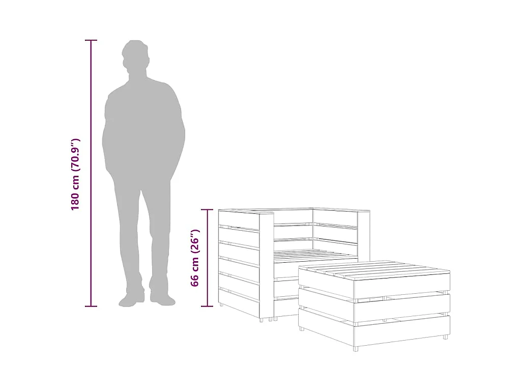2-delige Loungeset pallet geïmpregneerd grenenhout