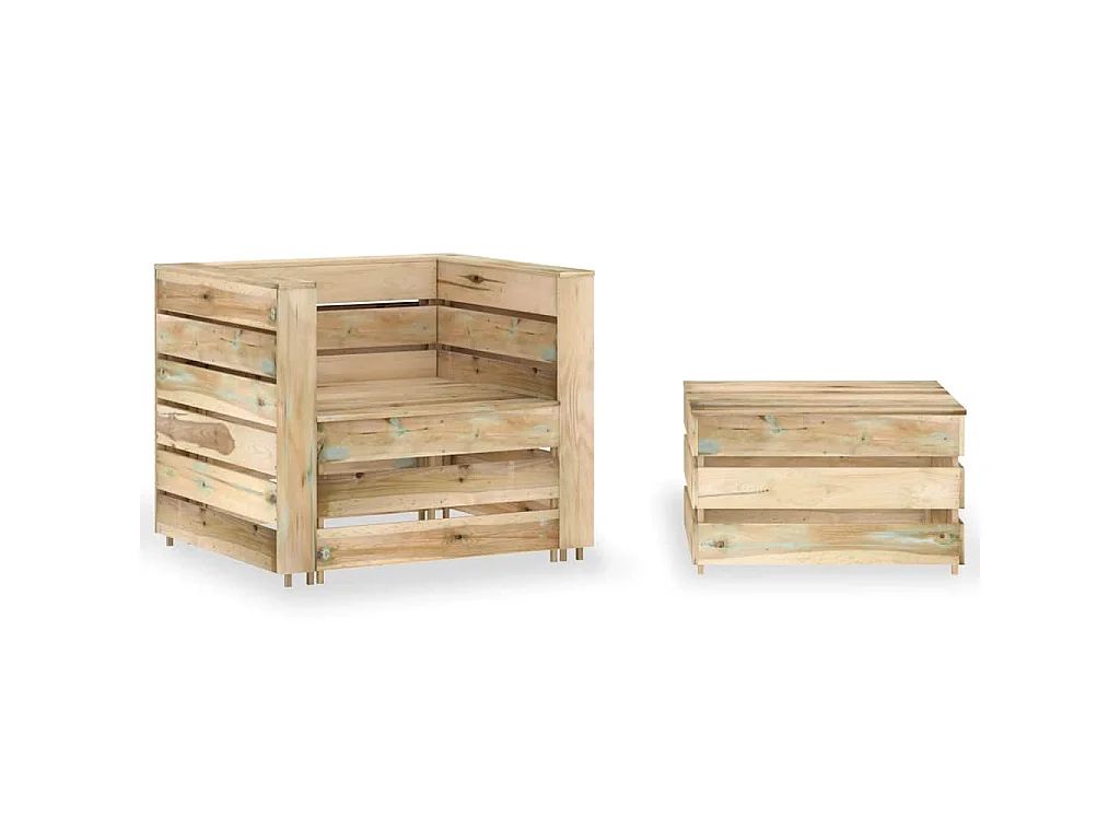 2-delige Loungeset pallet geïmpregneerd grenenhout