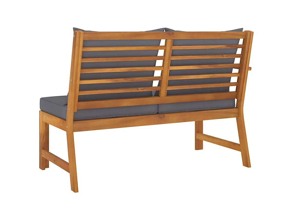 Banc de jardin 114,5 cm avec coussin gris foncé Bois d'acacia