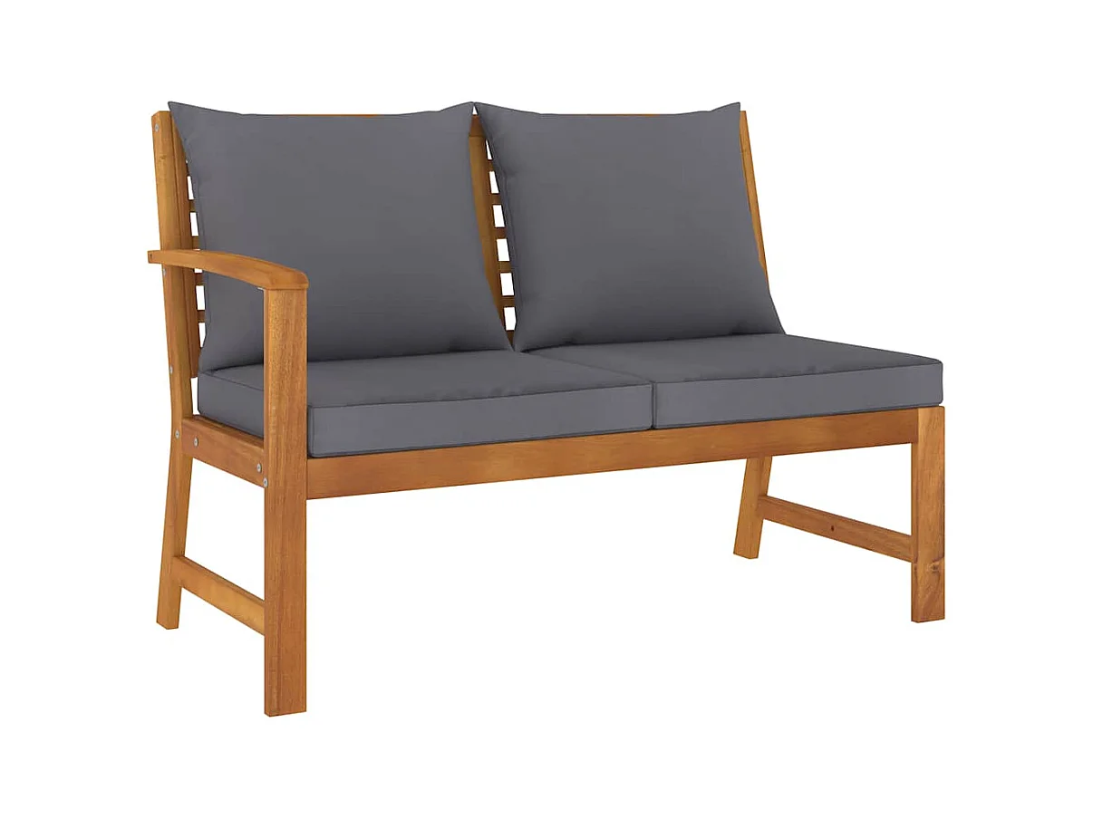 Banc de jardin 114,5 cm avec coussin gris foncé Bois d'acacia