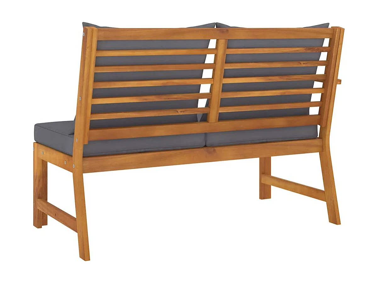 Banc de jardin 114,5 cm avec coussin gris foncé Bois d'acacia