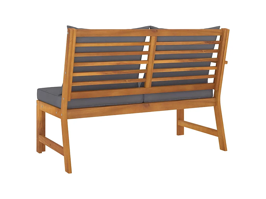 Banco de jardín madera de acacia y cojines gris oscuro 114,5 cm