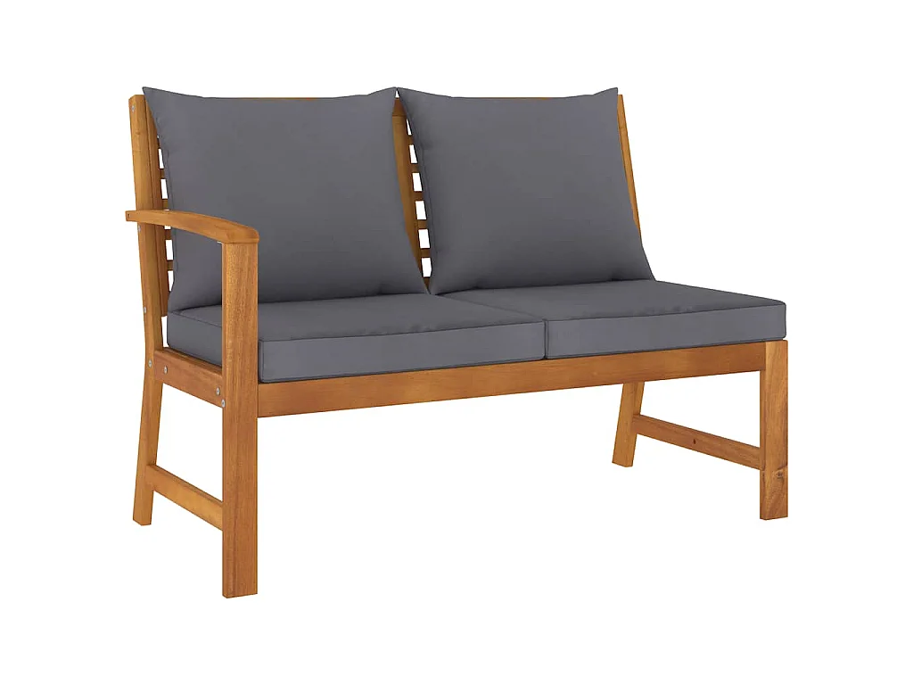Panca da Giardino 114,5cm con Cuscino Grigio Massello di Acacia