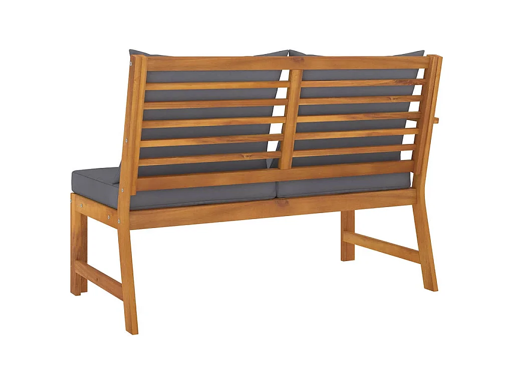 Panca da Giardino 114,5cm con Cuscino Grigio Massello di Acacia
