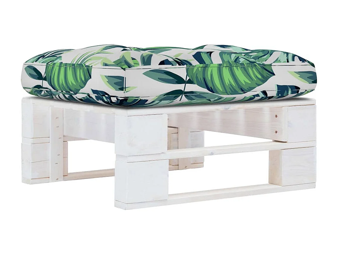 Pouf palette de jardin Bois de pin imprégné de blanc