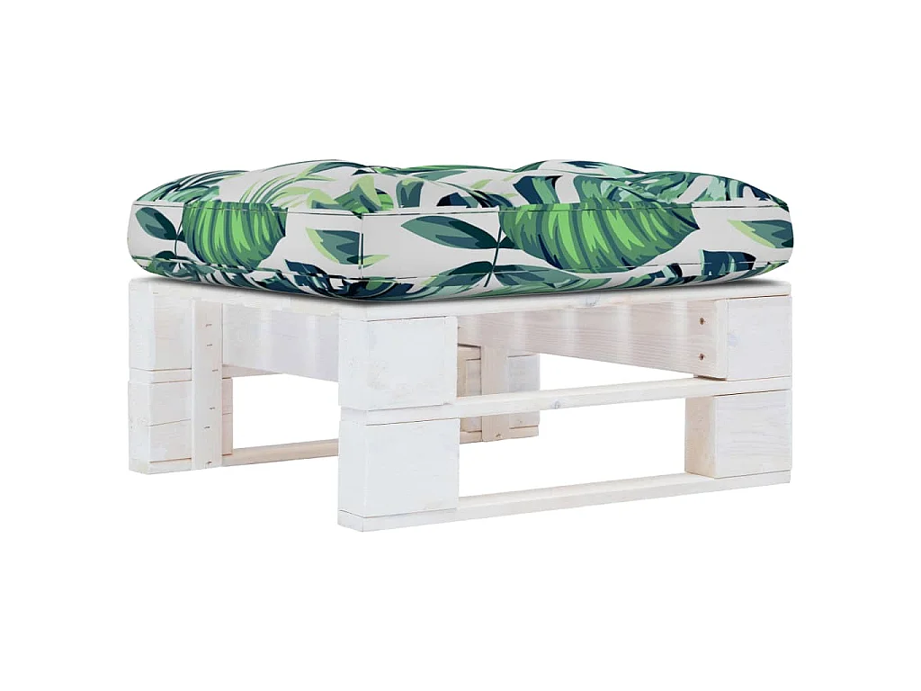 Pouf palette de jardin Bois de pin imprégné de blanc