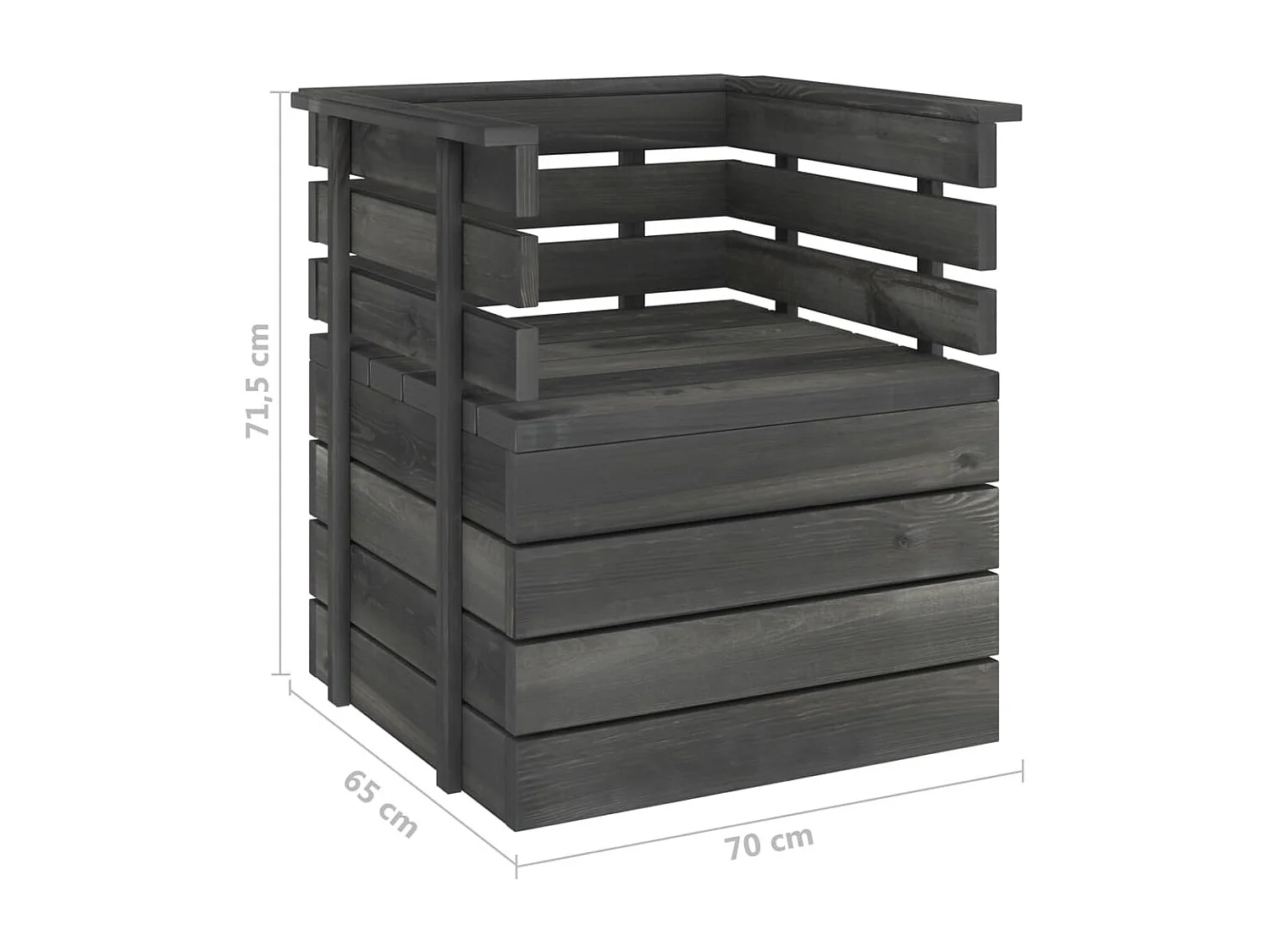 Fauteuil de jardin Bois de pin massif Gris foncé