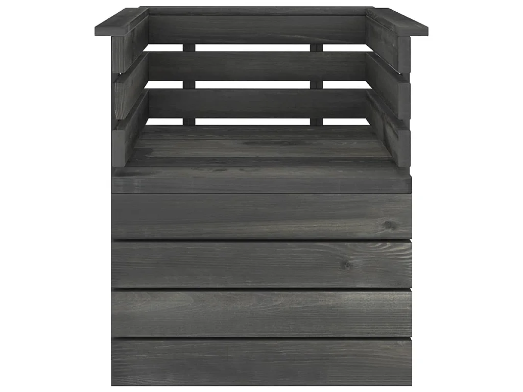 Gartensessel Massivholz Kiefer Dunkelgrau
