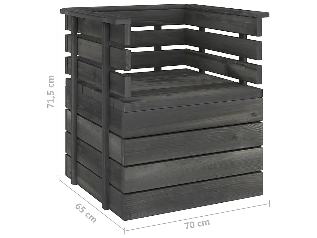 Gartensessel Massivholz Kiefer Dunkelgrau