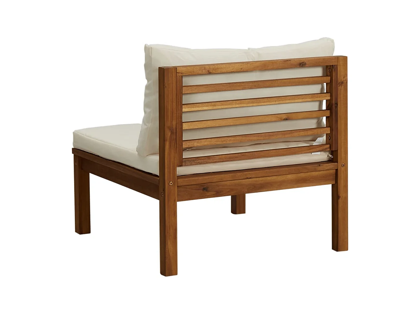 2-delig Bankstel met crèmewitte kussens massief acaciahout