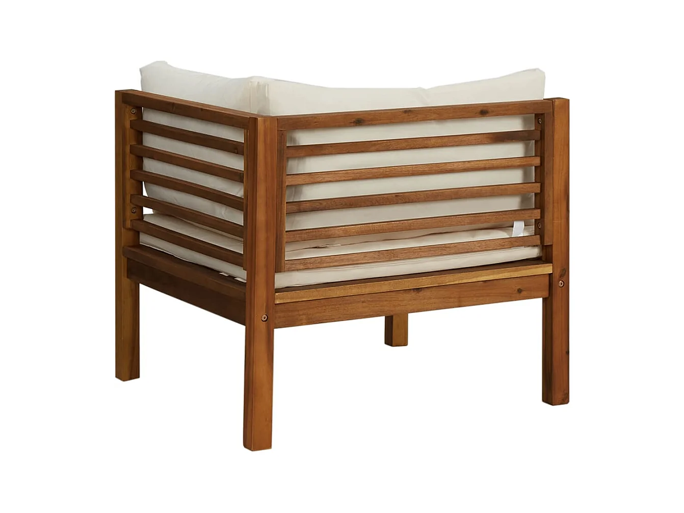 2-delig Bankstel met crèmewitte kussens massief acaciahout