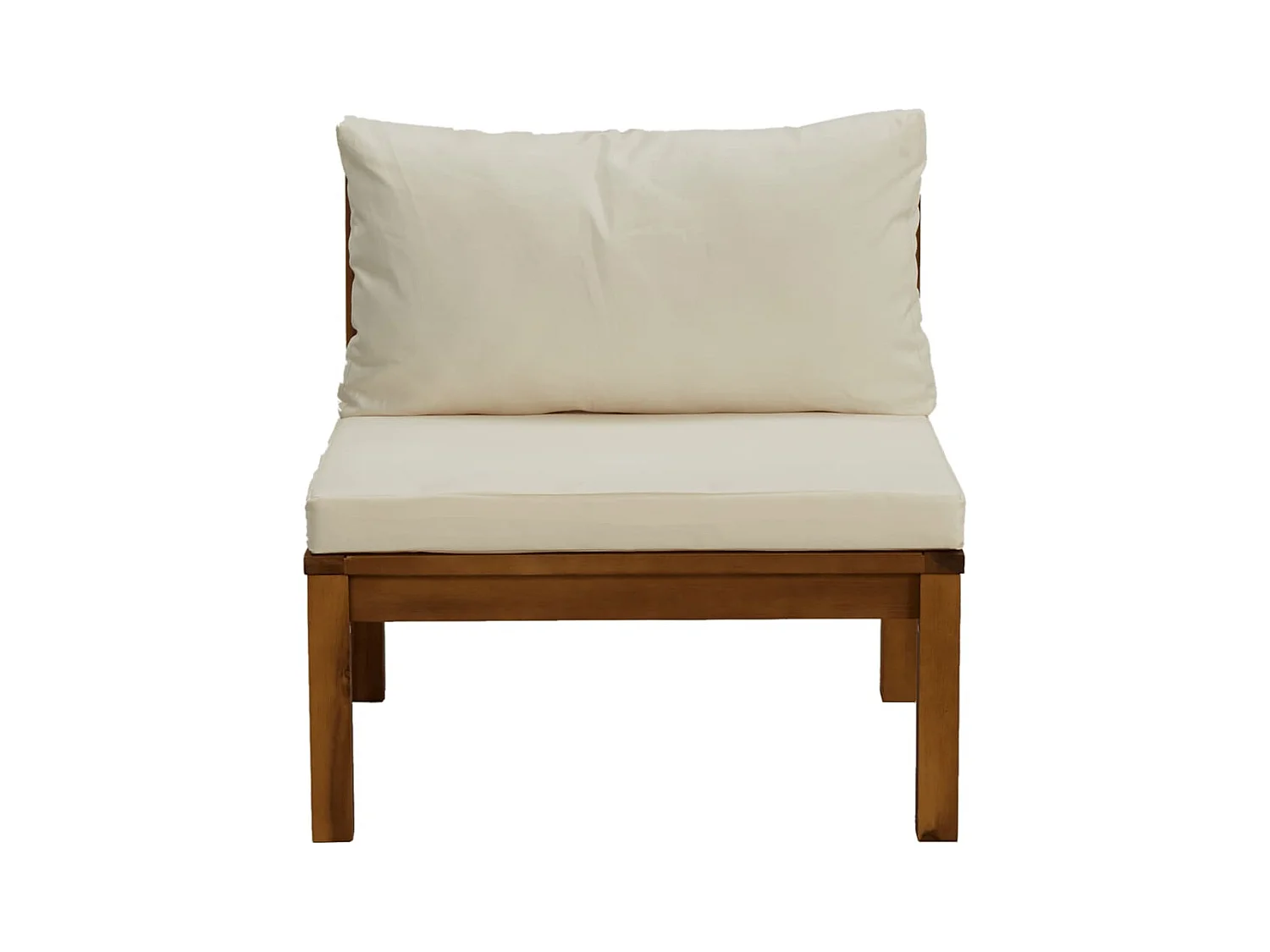 2-delig Bankstel met crèmewitte kussens massief acaciahout