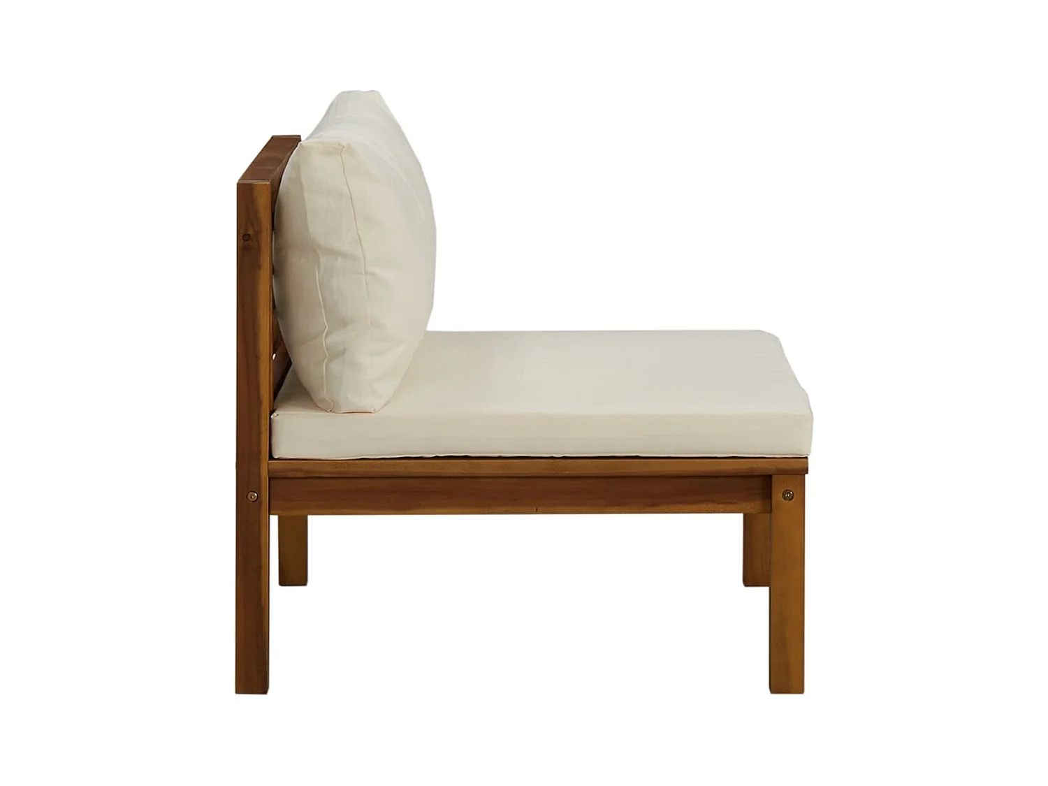 2-delig Bankstel met crèmewitte kussens massief acaciahout