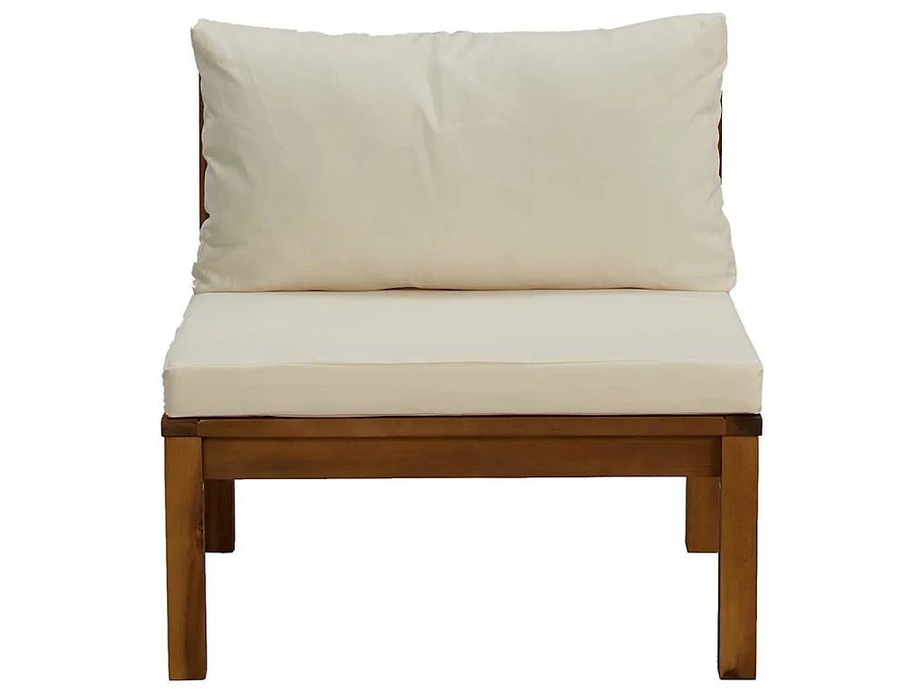 Ensemble de canapés 2 pcs et coussins blanc crème Acacia solide