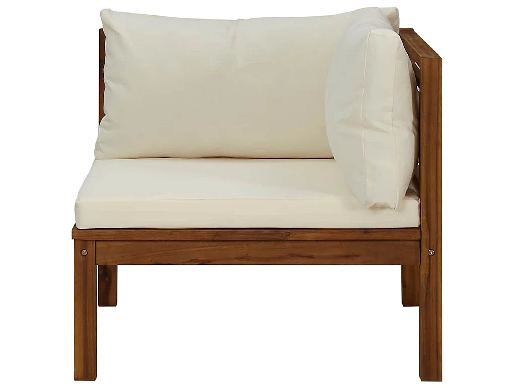 Ensemble de canapés 2 pcs et coussins blanc crème Acacia solide