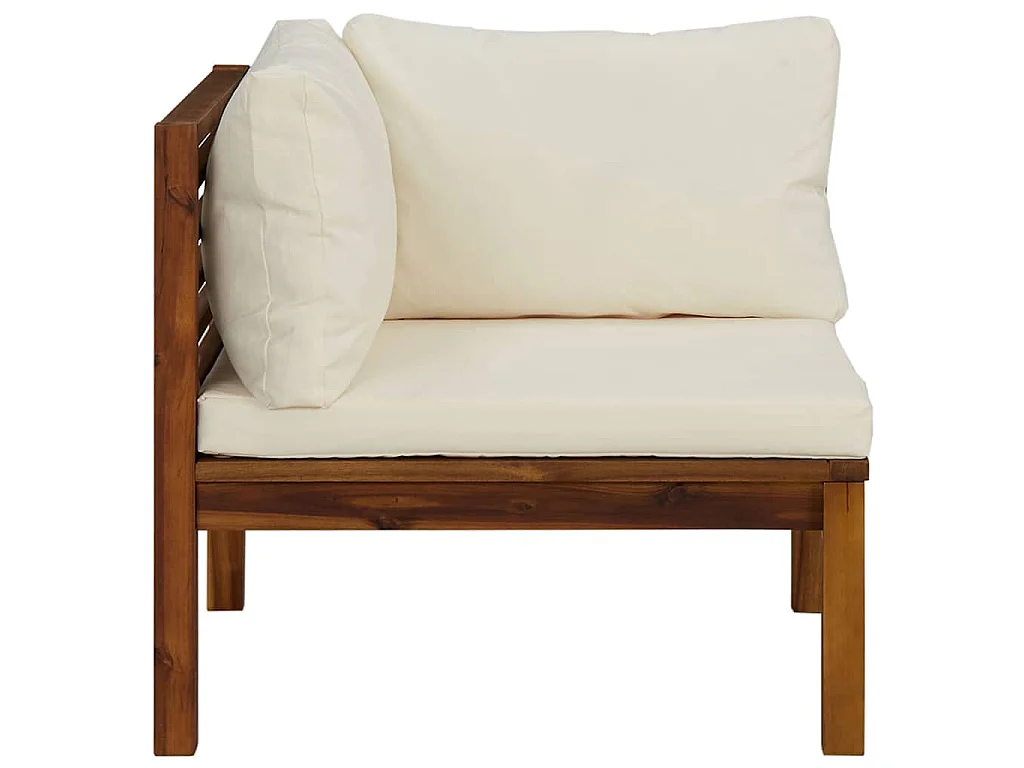 Ensemble de canapés 2 pcs et coussins blanc crème Acacia solide