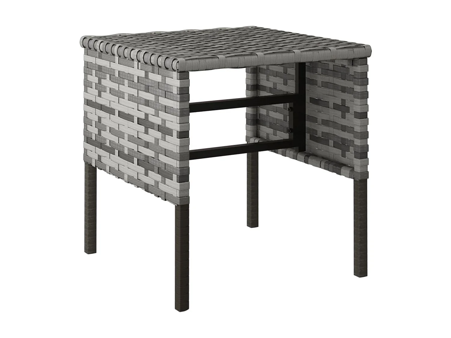 Repose-pieds de jardin et coussins lot de 4 Gris Résine tressée