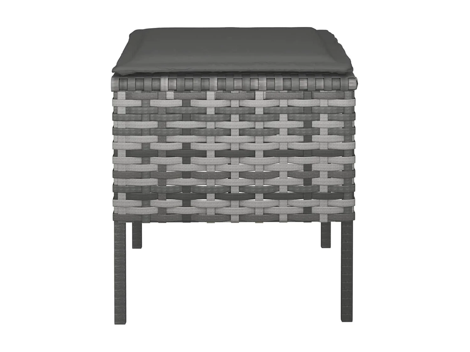 Repose-pieds de jardin et coussins lot de 4 Gris Résine tressée