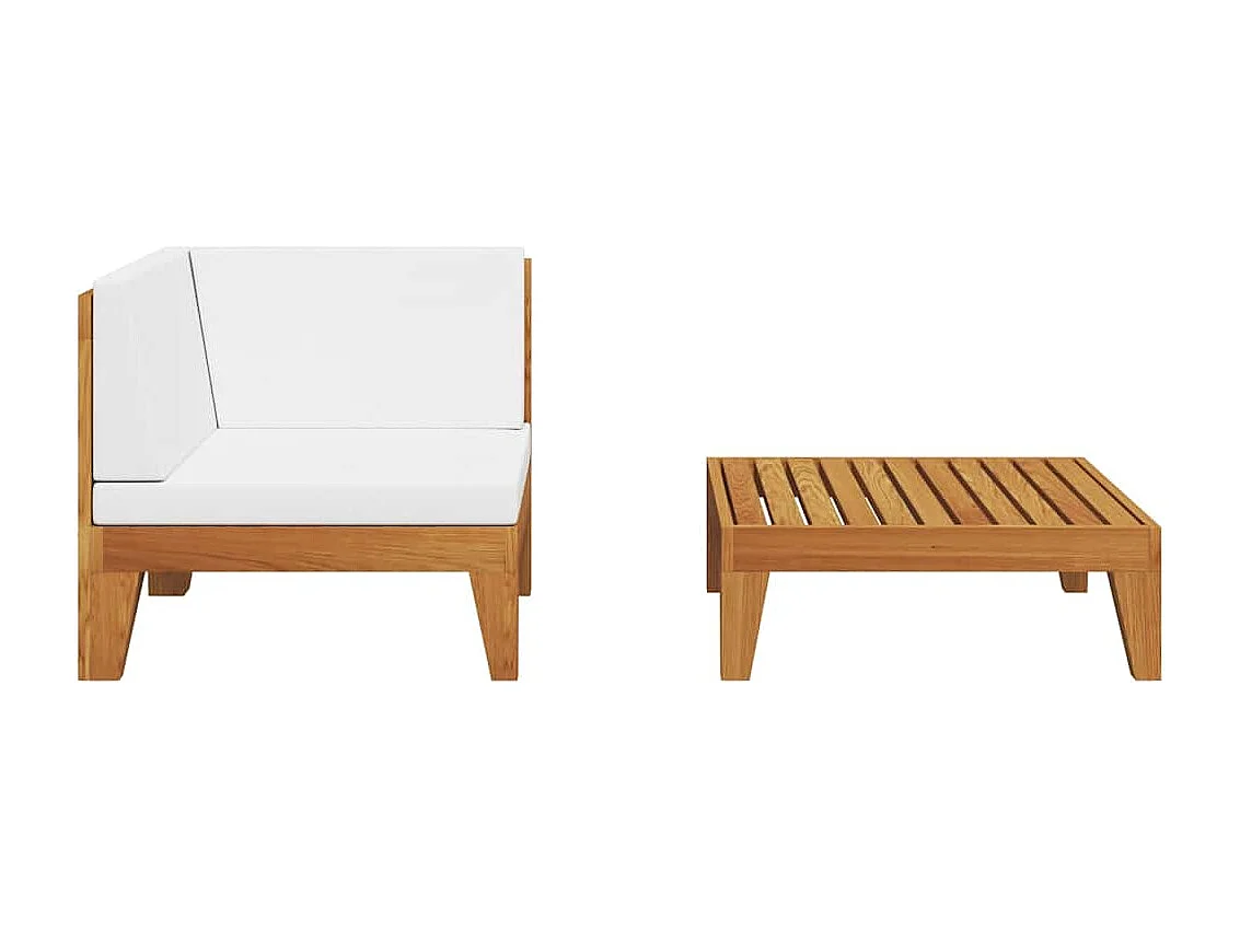 Salon de jardin 2 pcs avec coussins Bois d'acacia solide