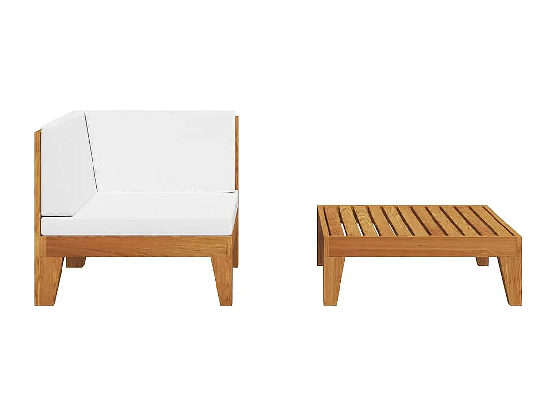 Salon de jardin 2 pcs avec coussins Bois d'acacia solide