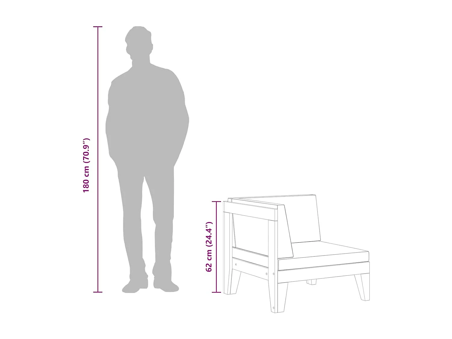 Salon de jardin 2 pcs avec coussins Bois d'acacia solide